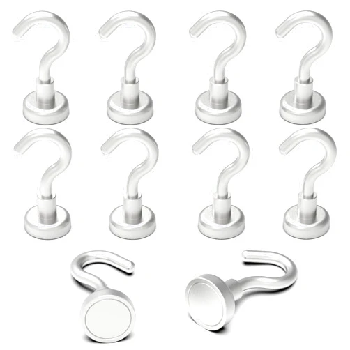 MHDMAG Magnetic Hooks Refrigerator, Cruise Ship Accessories,22 LBS Super Magnets with Neodymium Rare Earth for Hanging, Door Holder, Keys, Home, Office, Refrigerators, BBQ, Pack of 10