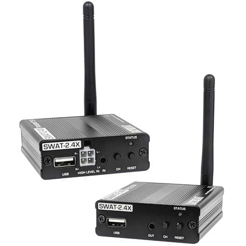 EARTHQUAKE SWAT-2.4X Stereo Wireless Audio Transceiver Set, Long Range, Low Latency, 64kHz/16-bit, 2.4GHz Wireless Adapter Kit for Subwoofers/Powered Speakers/Stereo/Soundbars, 3.5mm Interface