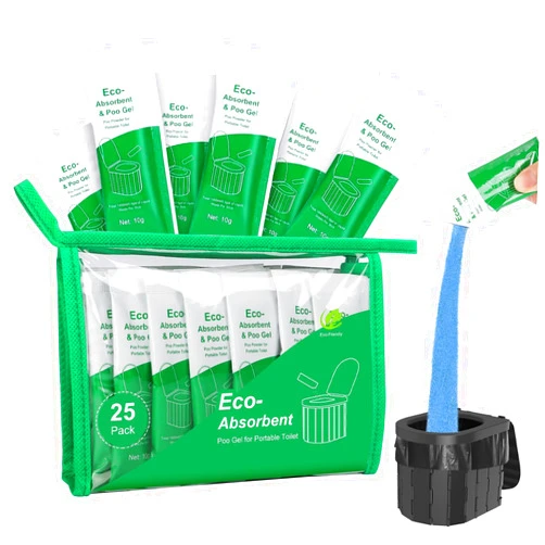Siewl 25 pack Portable Toilet Absorbent Gel Powder, Poo Gel for Camping Toilet Powder, Poo Urine Powder for Potty Bags, Poo Deodorizing Treatment for Outdoor Camping Hiking Emergency Toilet (25Pack)
