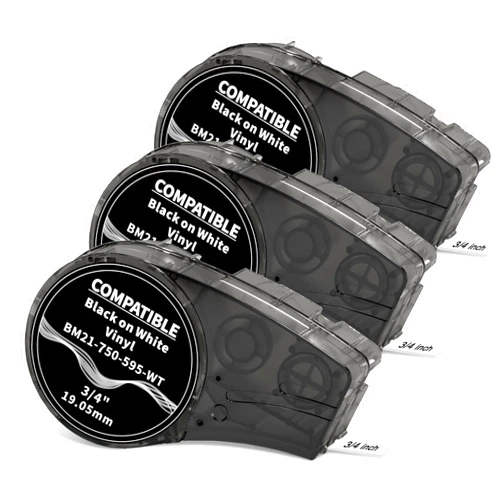 COLORWING Compatible M21-750-595-WT 3/4 Inch Vinyl Label Tape, for M210, M210LAB, M211, BMP21-PLUS, BMP21-LAB, High Adhesion, Indoor or Outdoor, Lab and Equipment Labeling, Black on White, 0.75