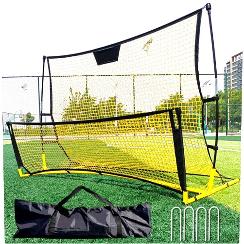 Seliyoo Portable Soccer rebounder,2 in 1 portable soccer training Rebounder Net for volley,pass and soccer training with carrying bag solo soccer training [Single Goal]
