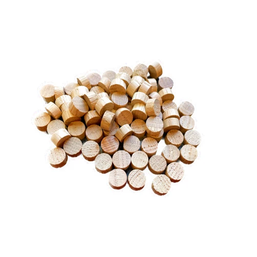 Bark and Lindy Oak Wood Plugs 1/2 inch, Flat Head, Screw Hole (25 Pack) - Light Brown