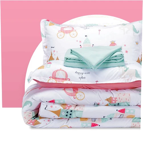 SLEEP ZONE Kids Twin Bedding Comforter Set - Super Cute & Soft Kids Bedding 5 Pieces Set with Comforter, Sheet, Pillowcase & Sham (Princess Castle)