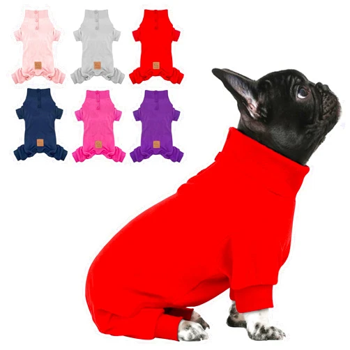 cyeollo Dog Christmas Pajamas Fleece Dog Sweater Coat Thermal Dog Onesie Stretchy Xmas Jumpsuits Doggie Warm Pet Pjs for Small Dogs Outfits Color Red