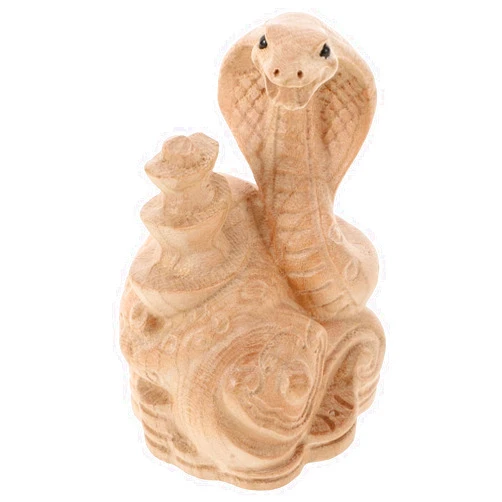 GOOHOCHY Zodiac Snake Wooden Sculpture Chinese Mascot Sculpture 2025 Year of The Snake Mini Snake Figurines Feng Shui Decor Zodiac Animal Sculpture Chinese Snake Statue