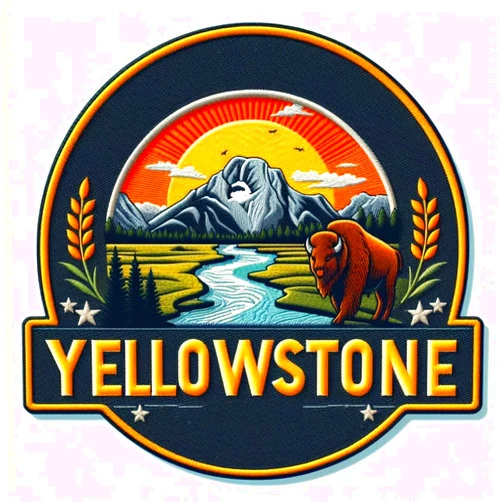 LLS Smile Sticker Patch Yellowstone National Park Wyoming Mountain Patch Embroidered Applique Iron On Patches Logo Emblem for Superb Style Caps Bags Jackets Backpacks Accessories