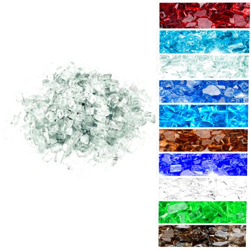 onlyfire 10 lbs Fire Glass for Propane Fire Pit, 1/4-Inch High Luster Fireplace Glass Rocks for Fire Pit Table, Crystal Ice