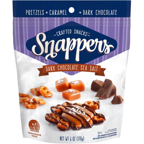 Snappers Edward Marc Snappers Sweet Caramel & Pretzels Cluster - Crunchy Pretzel Snack With Dark Chocolate & Sea Salt For Adults And Kids - 6 oz (Pack of 1)