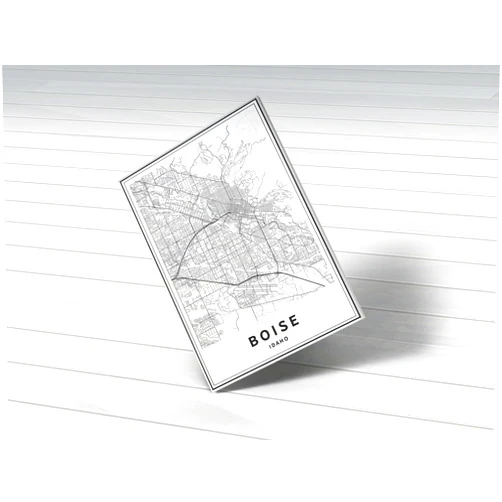 MG Global Black & White Hanging Canvas Print of Boise ID Idaho USA | 8x12 12x18 16x24 20x30 24x36 Minimalism Hometown City Wall Art for Gift | Minimalist Home Office Modern Decor