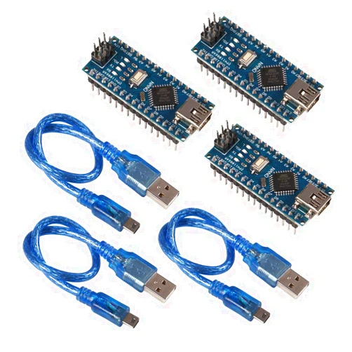AITRIP 3pcs for Arduino Mini Nano V3.0 ATmega328P 5V 16M Micro Controller Board Module with 3pcs USB Cable Compatible with Arduino IDE