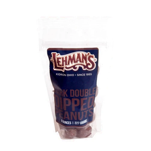 Lehman's Chocolate Covered Peanuts, Double Dipped Nuts in Dark Chocolate Candy, 8 oz Resealable Bag