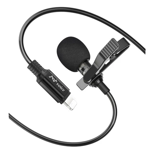 PoP voice Microphone Professional for iPhone Lavalier Lapel Omnidirectional Microphone for iPad, iPod, Condenser Mic for iPhone Audio & Video Recording, YouTube, Interview, Podcast, Vlogging(6.6 Feet)