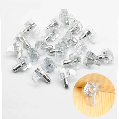 Alamic 5mm Shelf Support Peg Clear Plastic Cabinet Shelf Support Pins Shelf Holder Replacement Peg for Kitchen Furniture Book Shelves (20 Pack)