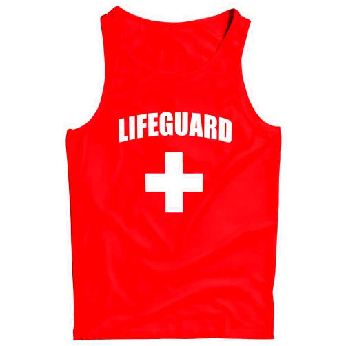 Lepni.me Men's Tank Top Lifeguard White or Red Cross Lifeguarding Uniform Costume