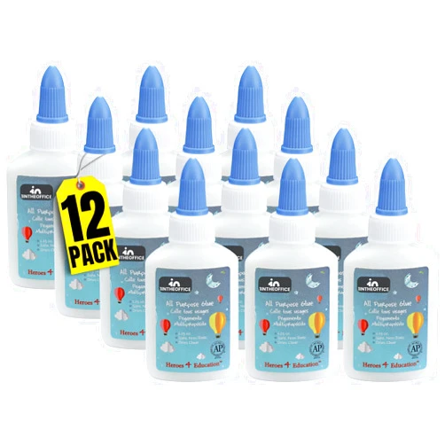 1InTheOffice Washable School Glue, Premium-Quality Glue, White, 1.25 Oz 12 / Box