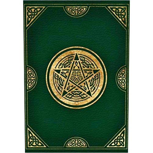 Tara Blackwood Book Of Shadows: Blank Lined Celtic Journal, Empty Grimoire Journal, Green And Gold Pentacle Cover (7
