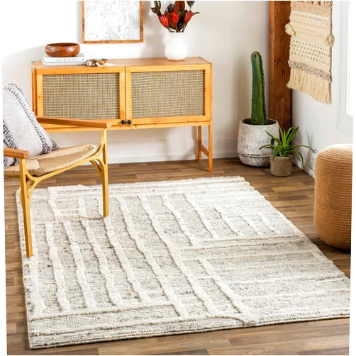 Hauteloom Chapais Wool Living Room, Bedroom Area Rug - Bohemian, Transitional - Gray, LightSlate, Charcoal - 18