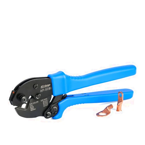 IWISS iCrimp AP-50BI Battery Cable Ring Terminal Crimper for 8, 6, 4, 2AWG Copper Cable Lugs, Heavy Duty Wire Lugs and Battery Cable Ends