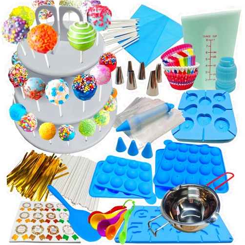 ARNISION 554PCS Cake Pop Maker Kit - Silicone Lollipop Molds Baking Supplies with 3 Tier Display Stand | Chocolate Candy Melting Pot | Bags and Twist Ties | Cakepop Sticks | Decorating Pen