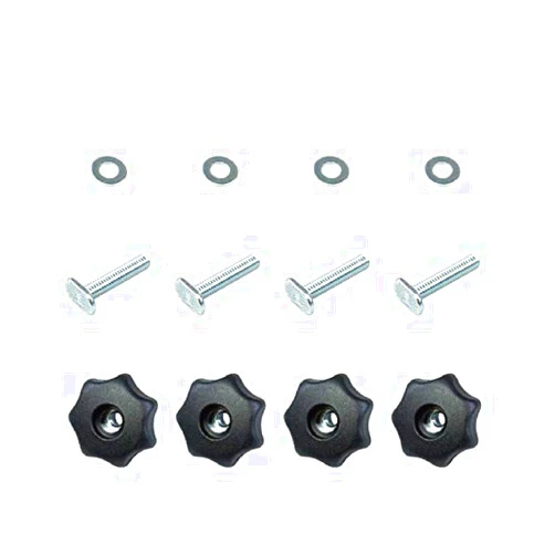 POWERTEC 71484 T Track Knob Kit w/ 7 Star Knob, 1/4-20 Threaded bolts and Washers, Set of 4 T Track Bolts, T Track Accessories for Woodworking Jigs and Fixtures