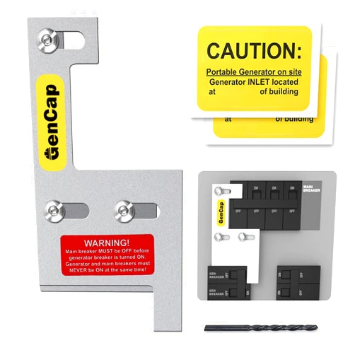 GenCap Generator Interlock Kit Compatible with GE General Electeric Vertical Main 150 and 200 AMP Panels with 2 1/4 Inch Spacing, for Safe Usage of Portable Power During Outage