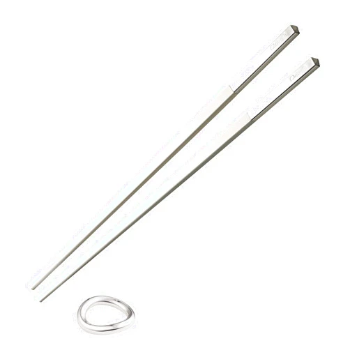 Christofle Uni Silver-Plated White Chinese Chopsticks & Rest #4222742, White/Silver, 9.45 inch Length