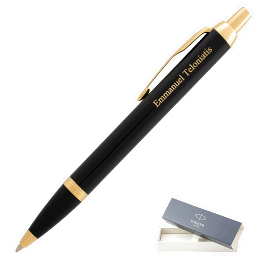 Dayspring Pens Engraved Parker IM Ballpoint Pen, Personalized Click-Action Pens with Lacquer Finish, Custom Gifts with Your Name or Message for Any Occasion, Black Ink and Gift Box