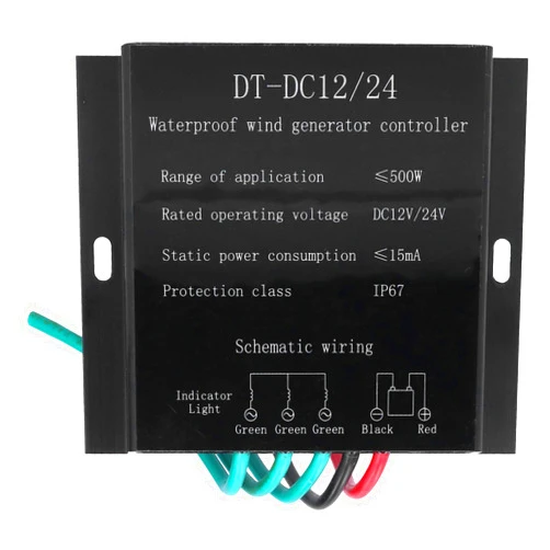 Luqeeg Wind Turbine Controller for 12V/24V Battery Auto, Mini Wind Controller Generator Regulator for 500Watt Wind Turbine System, IP67 Waterproof Automatic Controller, Aluminum