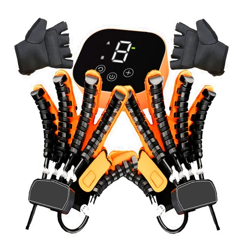 OUOQNUE (Left+Right) Hand Rehabilitation Robot Gloves, Hand Exerciser Aids Robotic Glove, Hemiplegia Stroke Arthritis Hand Finger Rehabilitation Trainer, Intensity Adjustable