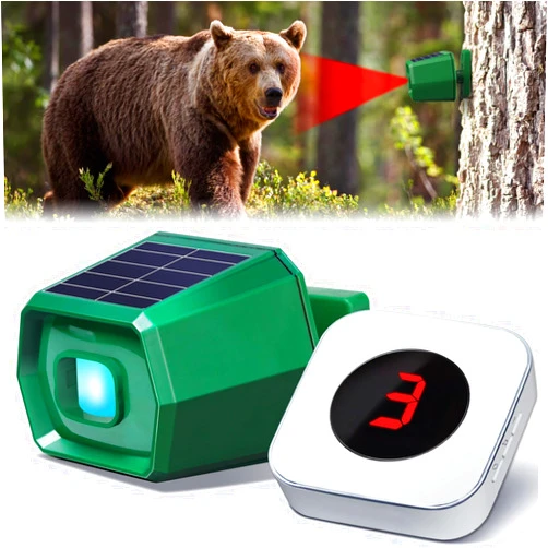 Jsieem Driveway Alarm 3000Ft Solar Powered Wireless Outdoor Motion Sensor Alarm Waterproof Motion Detector with Digital Display 36 Melodies 4 Volume Levels for Gate Driveway Garage and Home Security