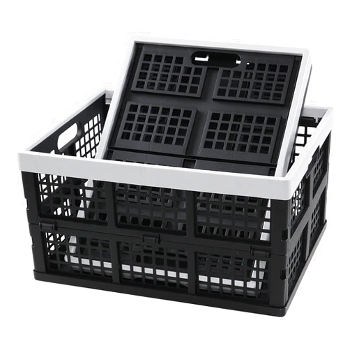 Wekioger 35 L Plastic Collapsible Storage Crates Set of 2, Stackable Folding Milk Crates