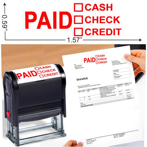 Bertiveny Paid Stamp with Cash Check Credit Office Stamps Self Inking Personalized for Business Supplies Custom Business Stamps for Office Supplies,Paid Cash Check Credit Stamp(Paid Cash Check Credit)