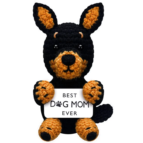 Yookeer Dog Lover Gifts for Women Dog Mom Gifts Handmade Emotional Positive Crochet Animals Funny Birthday Present Cute Present Idea for Friends Sisters for Christmas(Doberman)