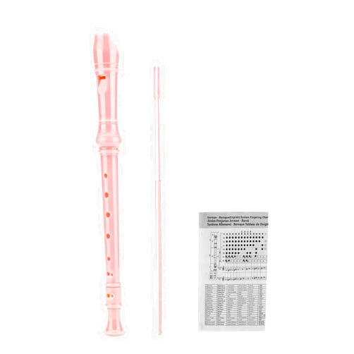 ENGIEGEE SJOYS ENGIEGEE 8-Hole Soprano Descant Recorder Kids Music Flute with Cleaning Rod & Case Bag For School Student Home Entertainment Pink