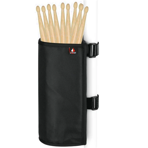 TXEsign Drumstick Holder Drum Sticks Holder Bag for Drumsticks Brushes Mallets Up to 10 Pairs, Two Straps Attach to Drum Kit & Music Stand (Black)