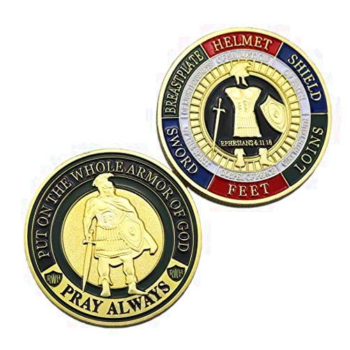 HillSpring 2 Pieces Put On The Whole Armor of God Challenge Coins (Ephesians 6:11-18)