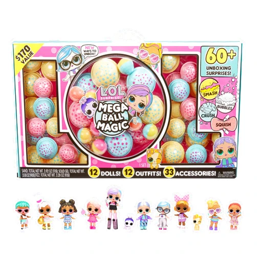 L.O.L. Surprise! Mega Ball Magic - 12 Collectible Dolls, 60+ Surprises, 170 Value, 4 Unboxing Experiences, Squish Sand, Bubbles, Gel Crush, Shell Smash, Fashions Limited Edition Gift,Girls 3+