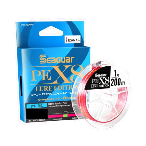 Seaguar JDM PEX8 Lure Edition Micro-Braid Fishing Line, Freshwater, 219yd Spool, Multi-Color, Multiple Sizes
