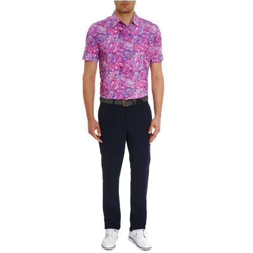Robert Graham Men's Golden Paisley Short Sleeve Knit Polo Shirt