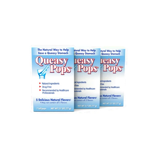 Three Lollies Queasy Pops | Nausea (Chemo, Motion Sickness etc.) | Drug Free & Gluten Free | 7 Flavors: Green Tea with Lemon, Ginger, Peppermint & More, 7 Count (Pack of 3)