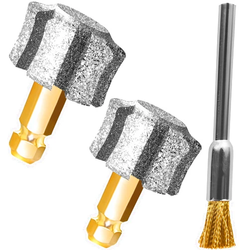 LENONG Faster Cooling Pet Nail Grinder Head Sawtooth Bit, Anti-Clogging Diamond Dog Nail Grinding Wheel with Steel Brush Compatible with Casfuy & Many Brands for Small Medium Large & Anxious Dogs (2pcs 80#)