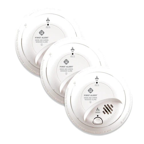 FIRST ALERT BRK SC9120B-3 Hardwired Smoke and Carbon Monoxide (CO) Detector with Battery Backup, White, Pack of 3