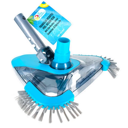 U.S. Pool Supply Premium Triangular Weighted Pool Vacuum Head with Side Brushes, Swivel Connection, EZ Clip Handle - Above Ground & Inground Swimming Pools – Vinyl Liner Floor, Wall, Corner Cleaner