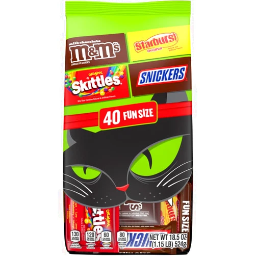 Mars M&M'S, SNICKERS, SKITTLES & STARBURST Halloween Candt Assorted Chocolate Candy Variety Pack, Fun Size Halloween Candies for Party Favors, Trick or Treat and More, 40 Ct Bulk Bag