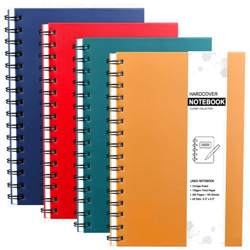 Coopay 4 Pack A5 Hardcover Spiral Notebook College Ruled Notebooks Journal Diary Planner Lined Notebook with Removable dividers for School Office Business Supplies, 8.3 x 5.5 inch