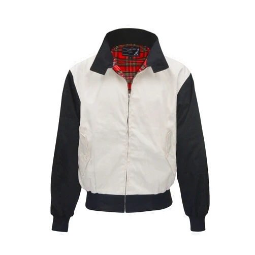 Spirit of England Mens Classic Harrington Style Jacket Knightsbridge Two Tone Black Beige Tartan Lined