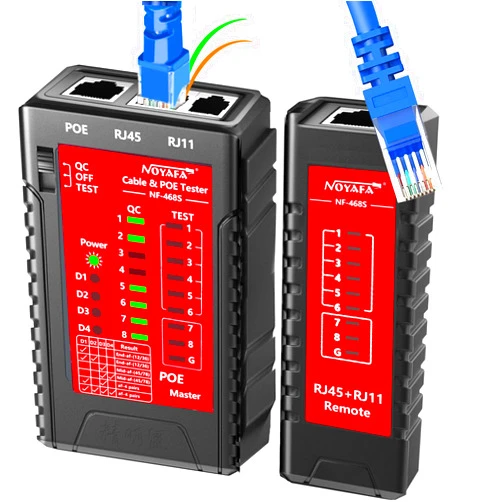 ZHOUCE NF-468S RJ45 Network Cable Tester RJ11 RJ12 LAN Ethernet Cable Tester for CAT5 CAT5E CAT6 CAT6A Cat7 POE Test UTP/STP Cable Checker Telephone line CAT3 Cable Mapper Network Tools (Professional Grade)