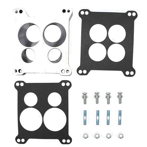 KIPA Carburetor Adapter Manifold 2696 Four-Hole Square-Bore to Spread-Bore Replace for Quadrajet Thermo-Quad Manifolds, 0.850 in. Thickness