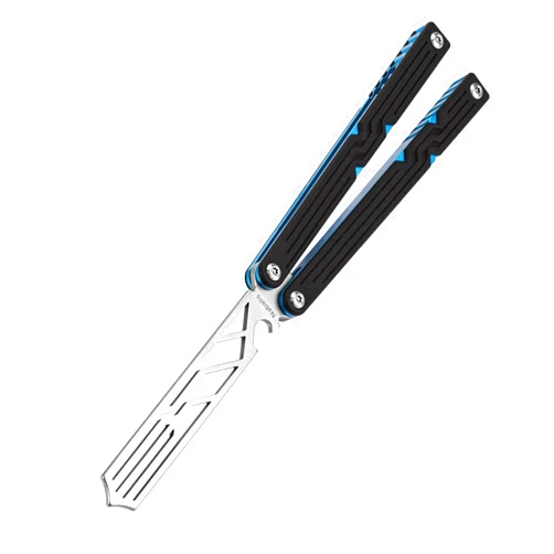 Nabalis Trident, Butterfly Knife Balisong, 7075 Aluminum, Unsharpened, for Practicing Flipping, Blunt Practice, No Edge Tool