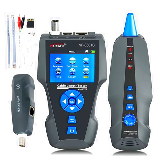 NOYAFA NF-8601S Network Cable Tester RJ45 RJ11 LAN Cable Length Telephone Tracker TDR Tester with PoE/PING/Port Voltage Wiremap Tracker Diagnose Tool Detector/AT278 (NF-8601S) (Blue) (Blue, NF-8601S)